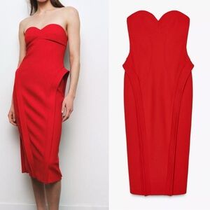 Zara Scarlet Strapless Midi Dress